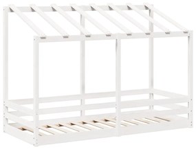 fehér tömör fenyőfa gyerekágy tetővel 90 x 190 cm