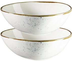 Mäser 2 darabos ovális tál készlet Pintar Fehérkék pöttyök 22 x 19 cm