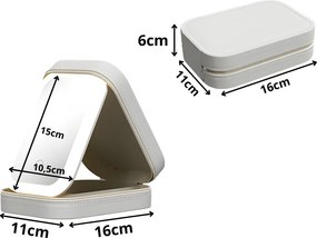 Utazó kozmetikai rendszerező beépített LED tükörrel és USB töltővel VERK - zöld