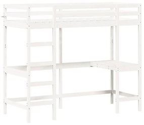 fehér tömör fenyőfa galériaágy íróasztallal 80 x 200 cm