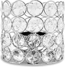 Ezüst Gyertyatartó Kövekkel 8x8x8cm Tea Light Glamour Fényes 10