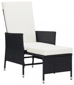 fekete dönthető háttámlás polyrattan kerti szék párnákkal