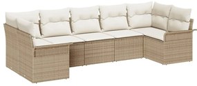 vidaXL Kerti Kanapé Szett párnával tárolóval 7 pcs Bézs Poli rattan