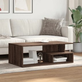 Barna tölgyszínű szerelt fa dohányzóasztal 102x55x35 cm