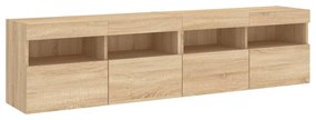 2 db sonoma tölgy színű fali TV-szekrény LED-del 80x30x40 cm