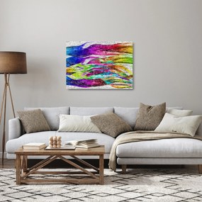 Kép - Téglafal színes lángokkal (üvegen) (70x50 cm)
