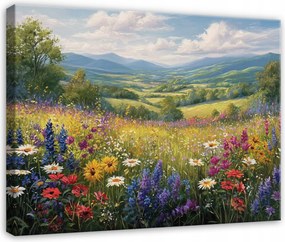 Vászonkép Virágok Rét Tájkép Természet Hálószoba Nappali Konyha Vászonkép 100x70