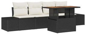 vidaXL Kert étkező szett párnával 5 pcs Fekete és Krém