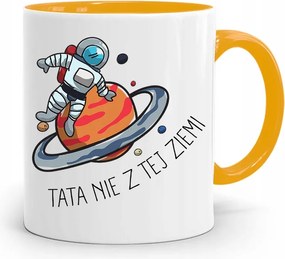 Sárga Apák Napi Bögre Apáknak Nem Ebből A Földből, fényképes nyomattal