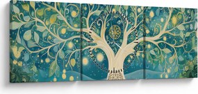 Kép – Mágikus fa spirálokkal (órával) (90x30 cm)