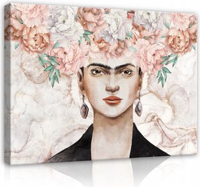 Vászonkép Nő Virágok Arc Frida Kahlo Modern Hálószoba Nappali 100x70