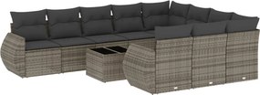 vidaXL 11 részes szürke polyrattan kerti ülőgarnitúra párnákkal