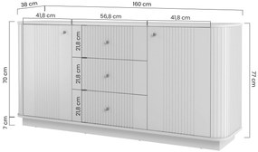 Vesper komód 160 cm fiókokkal - kasmír / dió / fekete fogantyúk