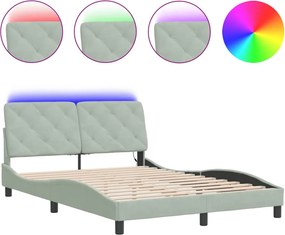 vidaXL világosszürke bársony ágykeret LED-ekkel matrac nélkül 120 x 200 cm