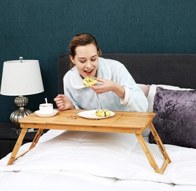 Bambusz laptop asztal, összecsukható reggeliző tálca