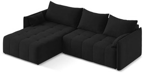 Fekete kinyitható-tárolóhelyes sarokkanapé (bal oldali-heverő résszel) Moku – Makamii