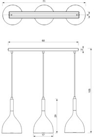 Csillár zsinóron NOAK 3xE27/15W/230V fekete/króm