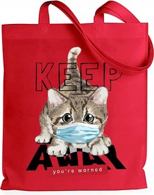 Shopper Bevásárlótáska Piros Maci Plüss Cica Kitty Keep Away Minták