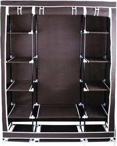 Dupla ruhatároló szekrény polcokkal, barna