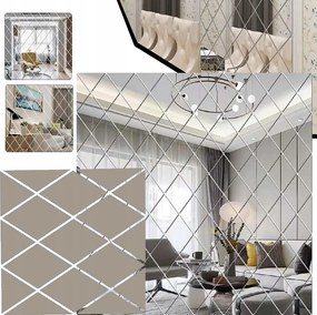 17 Öntapadós Falmatrica Tükörrel, rombusz mintás,3D, Vízálló 50X50CM