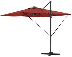 Roma Cantilever Napernyő LED lámpákkal, terrakotta - 286 x 285 x 270 cm, alumínium.