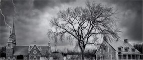 Fekete fehér falu képe (120x50 cm)