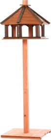 PawHut Madárodú Állvánnyal, Időjárásálló Madáretető, Fa Madáretető Vadmadaraknak Ø52 x 130H cm Természetes | Aosom