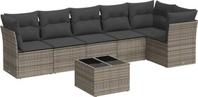 vidaXL 7 részes szürke polyrattan kerti ülőgarnitúra párnákkal