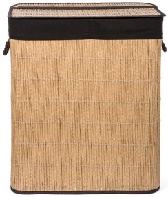 G21-es 105 literes szennyeskosár elválasztókkal, rattan utánzat, barna betéttel