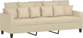 vidaXL 3 személyes krémszínű szövet kanapé 180 cm