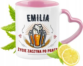 Emilia bögre Rózsaszín, szív alakú füllel Kávé ajándék