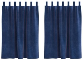 Függönyök Húzó Hurokkal 2 db Sötétkék Pamut