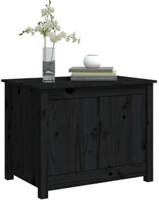 Fekete tömör fenyőfa dohányzóasztal 71 x 49 x 55 cm