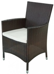 11-részes barna kültéri polyrattan étkezőszett párnákkal