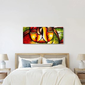 Kép - olajfestmény, absztrakt arcok (120x50 cm)