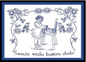 Vászonkép Poszter Keretben Fürdőszoba Wc Friss Víz Humorral P2540_53x73