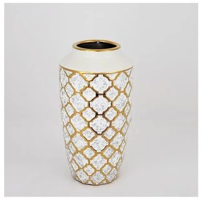 Eurolamp Kerámia váza 25x13 cm arany/fehér EU0504