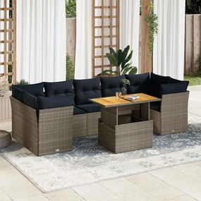 6 részes szürke polyrattan kerti ülőgarnitúra párnákkal