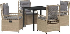 vidaXL Kert étkező szett 5 pcs Beige és Világosszürke polirattan
