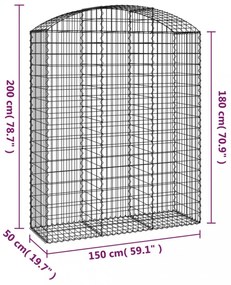 íves horganyzott vas gabion kosár 150x50x180/200 cm