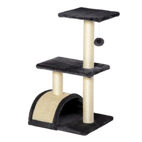 PawHut 72 cm-es Macskak húzódó Torony Plüss Golyókkal, Sisal Összetevőkkel, Platformmal, Kaparó Paddal, Több Szintű Macska Kaparófa, Mászófa Közepes