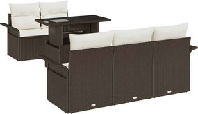 vidaXL Kerti Kanapé Szett párnával 6 pcs Barna polirattan
