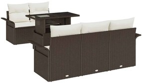 vidaXL Kerti Kanapé Szett párnával 6 pcs Barna polirattan