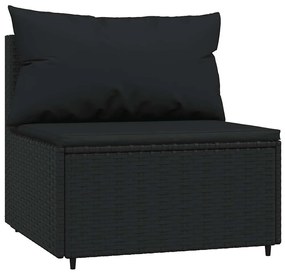 4 részes fekete polyrattan kerti ülőgarnitúra párnákkal