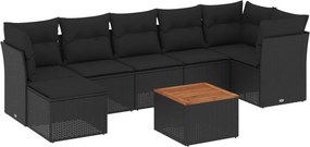vidaXL 8 részes fekete polyrattan kerti ülőgarnitúra párnákkal