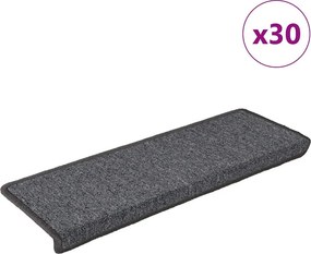 vidaXL 30 db sötétszürke lépcsőszőnyeg, téglalap alakú széllel, 65 x 21 x 4 cm