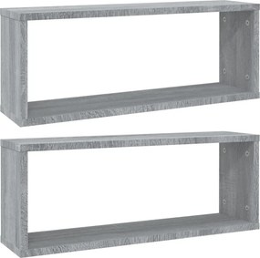 vidaXL 2 db szürke sonoma színű szerelt fa fali kockapolc 60x15x23 cm