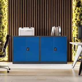 Alacsony fém irattartó szekrény BEATA, 900 x 930 x 400 mm, antracit-kék