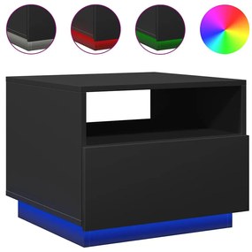 Fekete dohányzóasztal LED-lámpákkal 50x49x40 cm