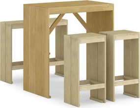 vidaXL 5 részes impregnált fenyőfa kerti bárgarnitúra